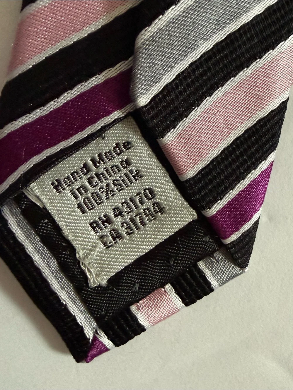 Striped Pink and Black Men's 100% Silk Tie Modern